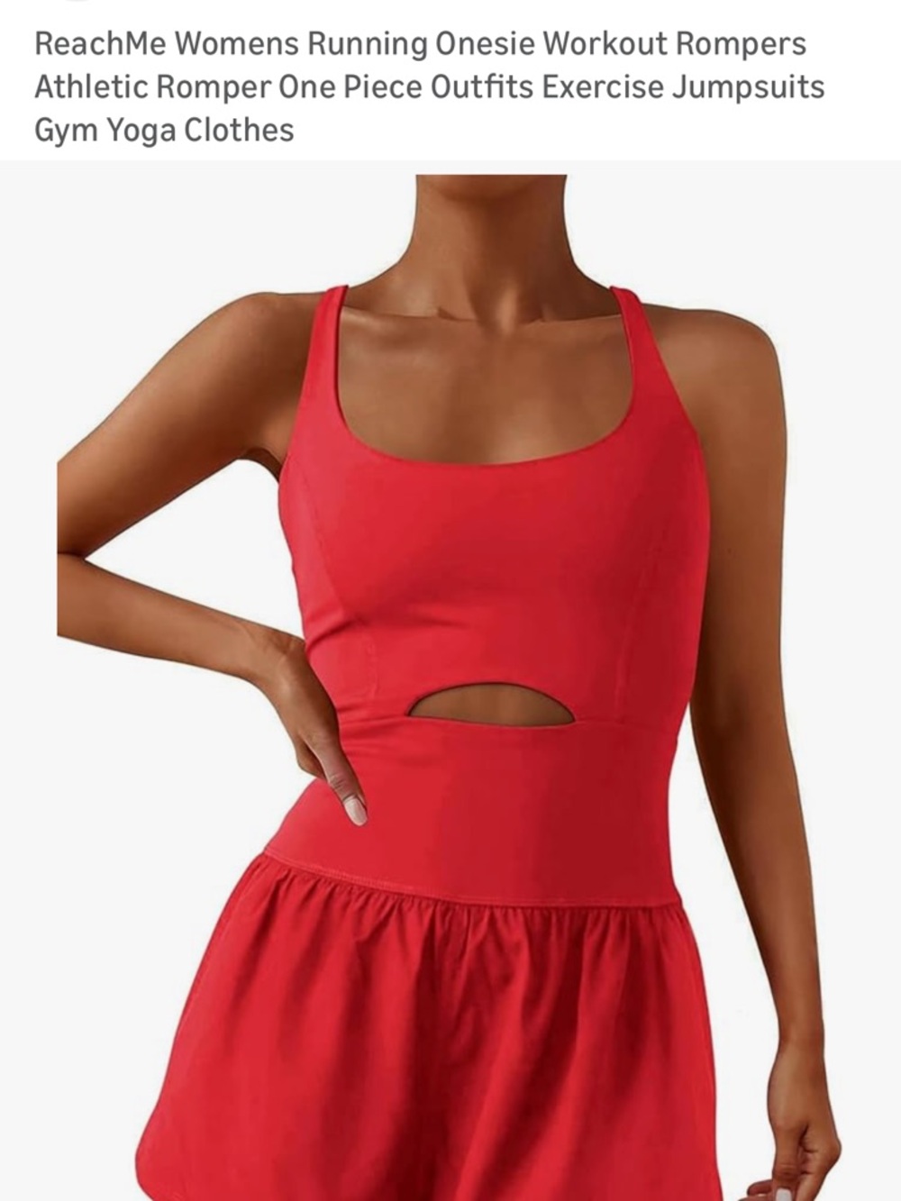 Red Sleeveless Cutout Workout Romper